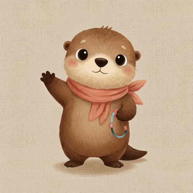 Boncuk the otter waving hello, a stethoscope in one paw